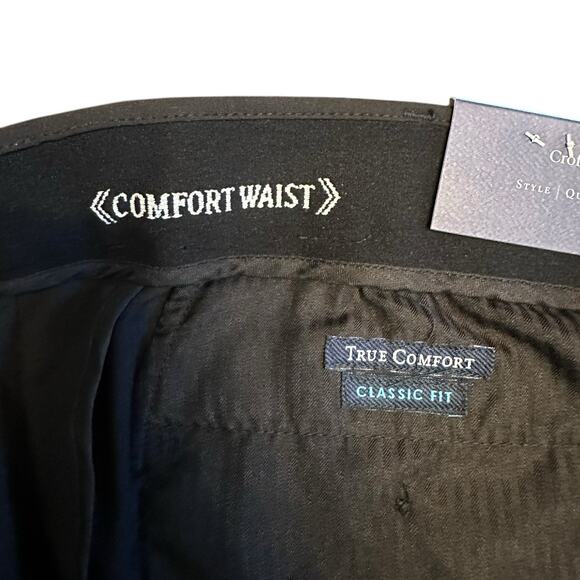 Mens Croft and Barrow True Comfort Flat Front Classic Fit 36x34 Black Stretch - Picture 8 of 13
